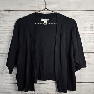 DressBarn Black Cropped Shortsleeved Open Cardigan Womans Size 14